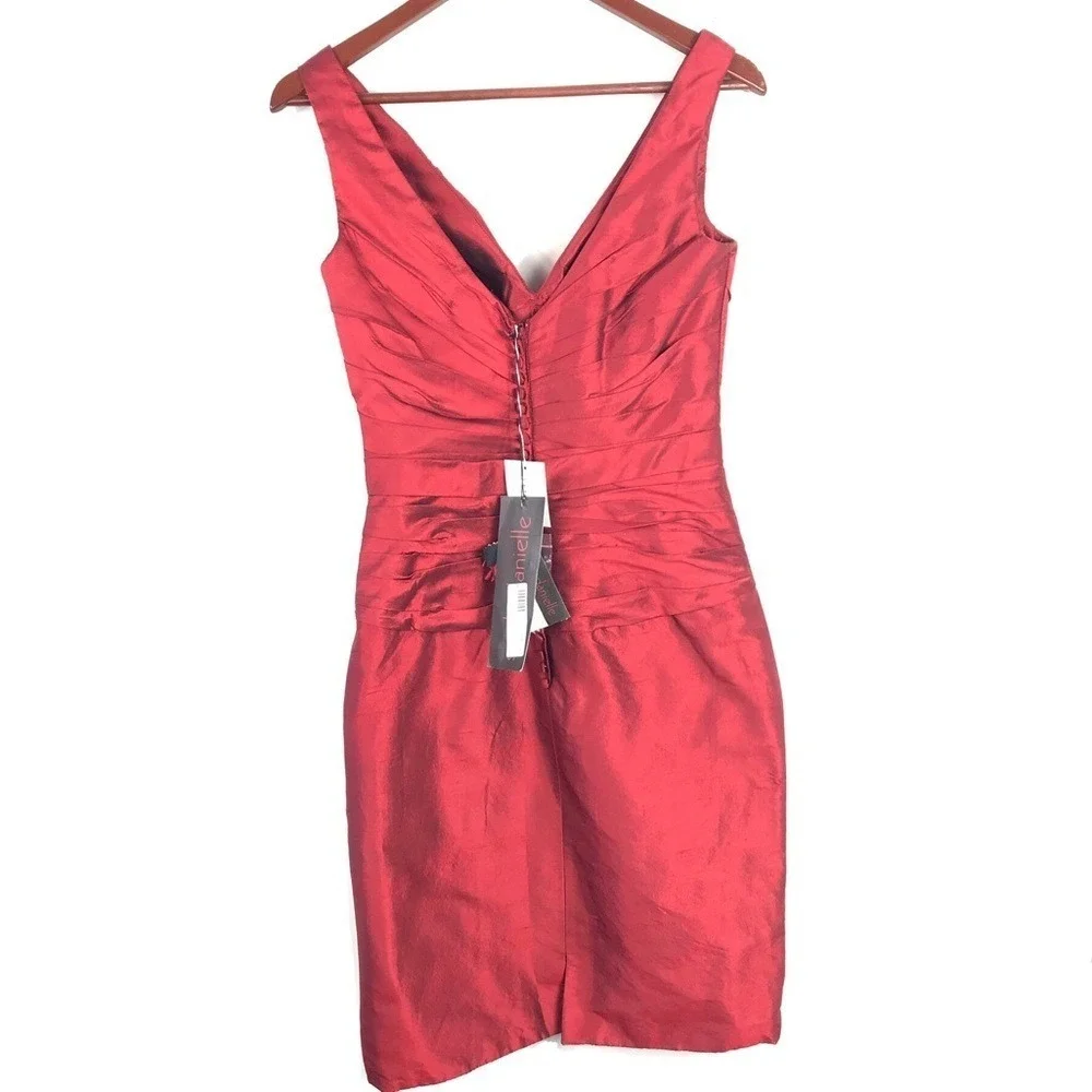 Sarah Danielle Silk Red Evening‎ Dress Jacket Formal Party Wedding Gala Sz 4